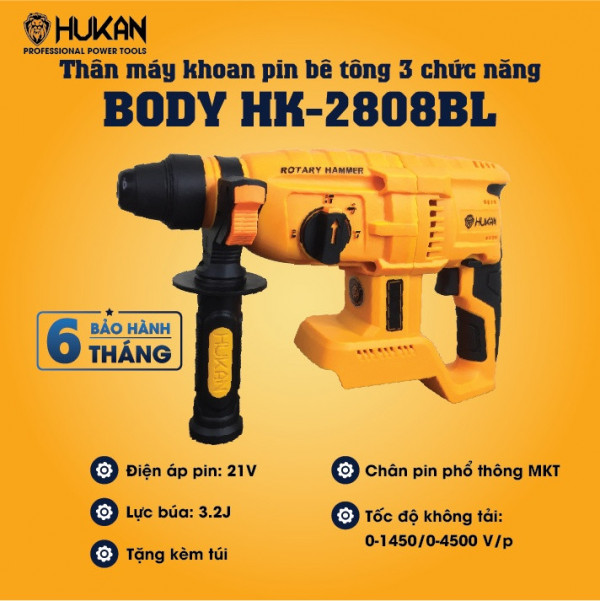 Thân máy khoan bê tông 3 chức năng Hukan BODY HK-2808BL