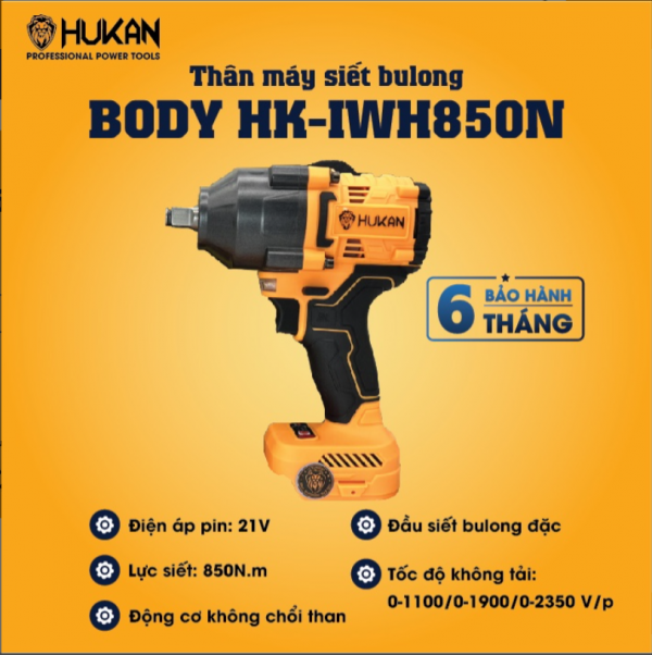 Thân máy siết bulong pin Hukan BODY HK-IWH850N