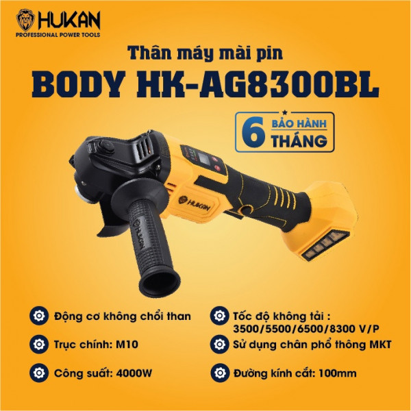 Thân máy cắt mài Pin Hukan BODY HK-AG8300BL