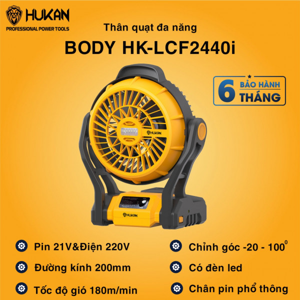 Thân quạt chạy pin 21V có đèn led Hukan BODY HK-LCF2440i