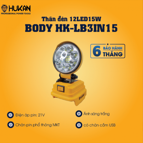 Thân đèn 12led-15W Hukan HK-LB3IN15