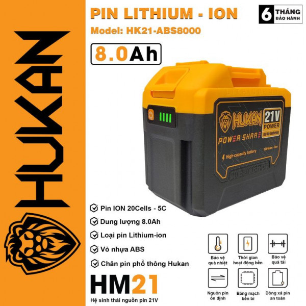 Pin ION 20Cells Hukan HK21-ABS8000