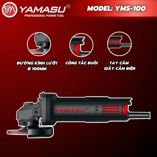 Máy mài góc tay ngắn- Công tắc đuôi Yamasu YMS-100