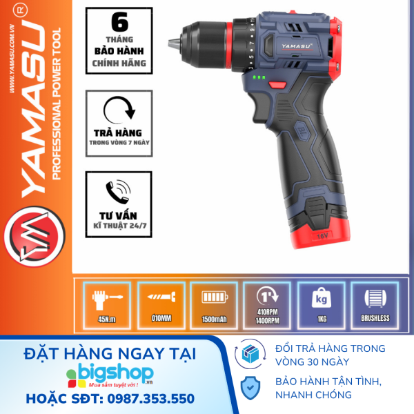 Máy khoan vặn vít Pin 16,8V Yamasu YMS-MKP1016G2W (2 PIN 2Ah)