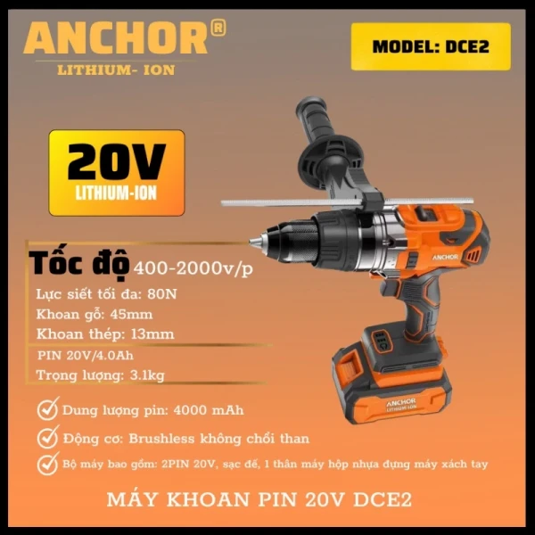 Máy khoan Pin 20V Anchor DCE2