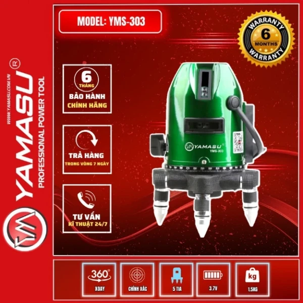 Máy Laser cân bằng 5 tia xanh Yamasu YMS-303 PLUS