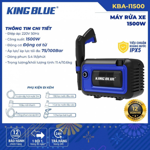Máy xịt rửa xe cao áp King Blue KBA-I1500 (1500W)