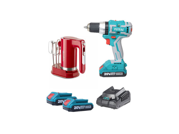 Bộ combo máy trộn  KMMX006R và máy kkhoan búa 20V TIDLI20608 Total TOSLI23062