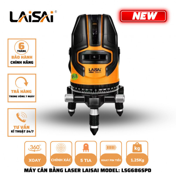 Máy cân bằng laser LAISAI 5 tia xanh LSG6860D