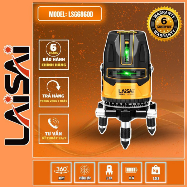 Máy cân bằng laser LAISAI 5 tia xanh LSG6860D