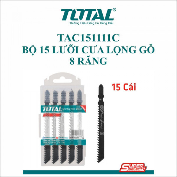 Bộ 15 lưỡi cưa lọng gỗ 8 răng TOTAL TAC151111C