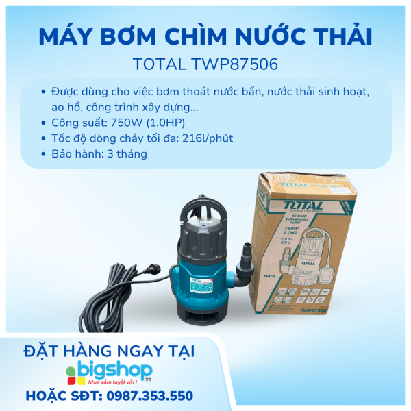 Máy bơm chìm nước thải TOTAL TWP87506, 750W
