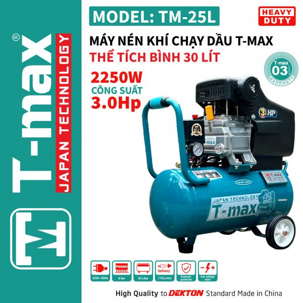 Máy nén khí có dầu TMAX TM25L, 25 Lít