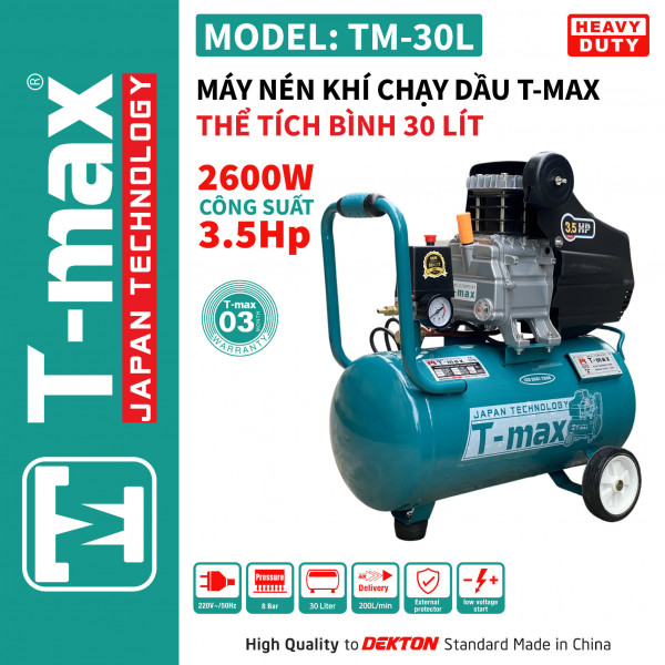 Máy nén khí có dầu TMAX TM30L, 30L