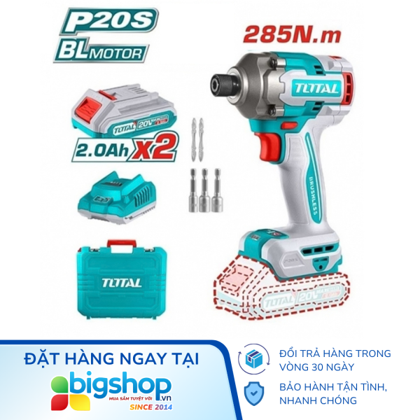 Máy chuyên siết vặn vít dùng pin 285N, 20V TOTAL TIRLI2028 (2 pin 2.0Ah và 1 sạc)