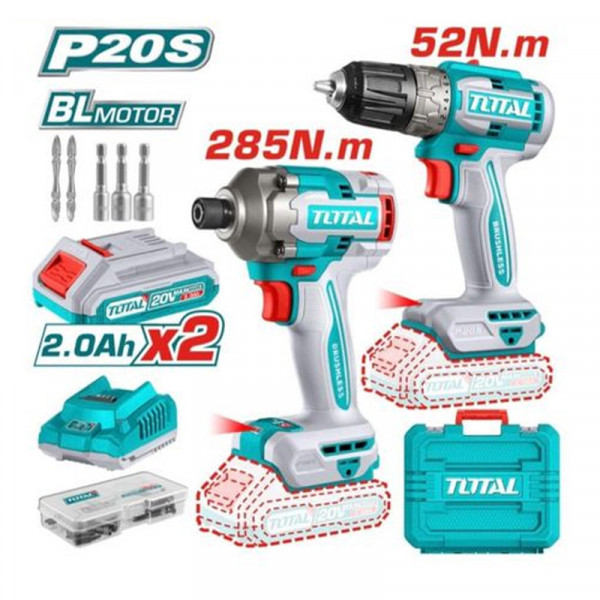 Combo Máy khoan & máy vặn vít dùng pin 20V Total TCKLI20272