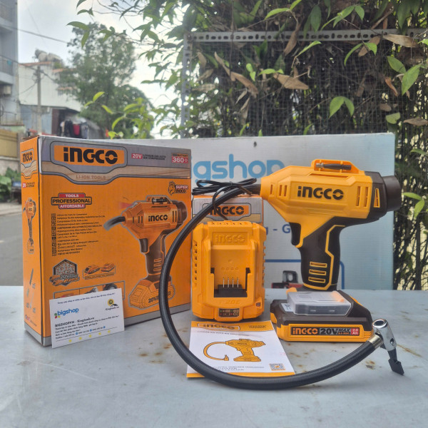 Dụng cụ bơm và kiểm tra lốp xe ô tô dùng pin Lithium 20V INGCO CACLI2018