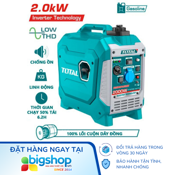 Máy phát điện dùng xăng biến tần 2.0KW TOTAL TP523006