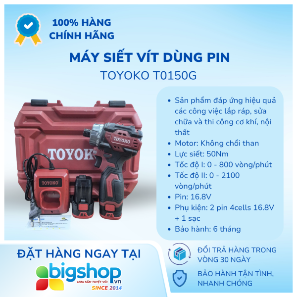 Máy siết vít 16.8V 50NM TOYOKO T0150G