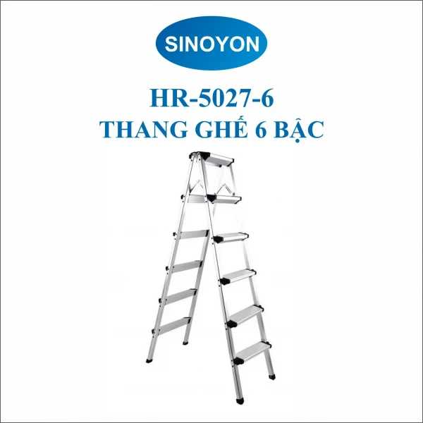 Thang nhôm chữ A siệu nhẹ từ 2 bậc đến 6 bậc SINOYON HR-5027-2