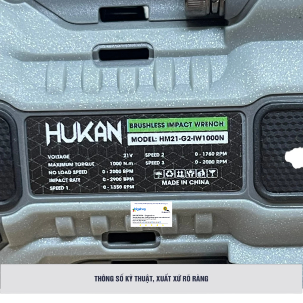 Máy siết bulong pin HUKAN HM21-G2-IW1000N (GEN 2, lực siết 1000Nm)