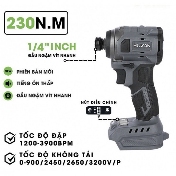 Thân Máy Bắt Vít Dùng Pin HUKAN HM21-G2CVX230N ( Chưa Pin & Sạc )