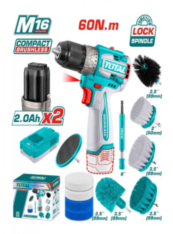 Bộ combo máy khoan TDLI16681 không chổi than dùng pin 16V & 11 bàn chải TACB1101