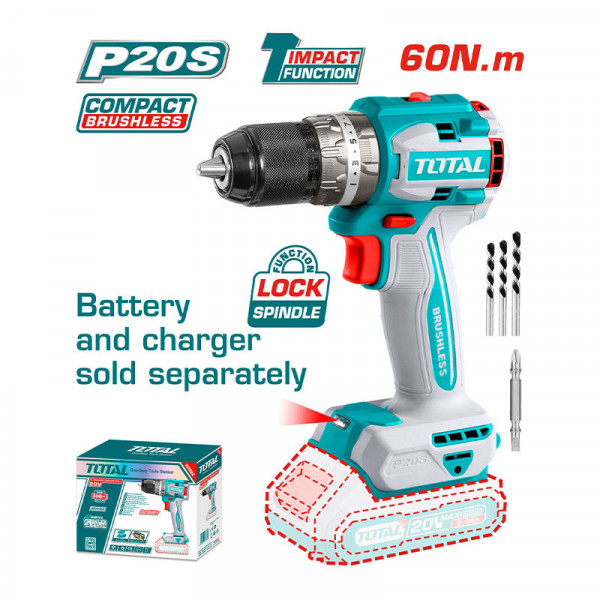 Máy Khoan Búa Không Chổi Than Dùng Pin Lithium-ion 20V TIDLI206021 (Không Kèm Pin & Sạc)