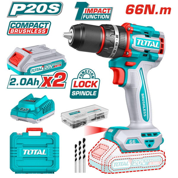 Máy khoan búa không chổi than Lithium-ion 20V TOTAL TIDLI20668