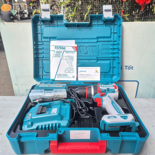 Máy khoan búa dùng pin Lithium-ion 20V TOTAL TIDLI20668 (2 pin 2.0Ah và 1 sạc)
