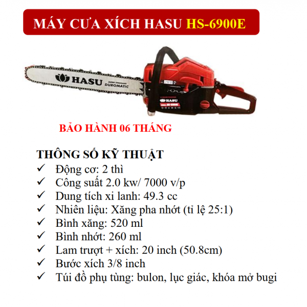 Máy cưa xích HASU, HS-6900E, lam 20