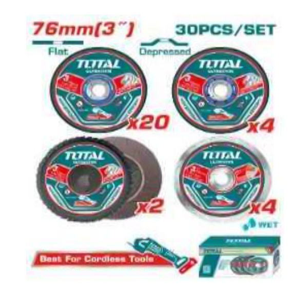 Bộ 30 đĩa cắt và mài 76mm Total TAC97630