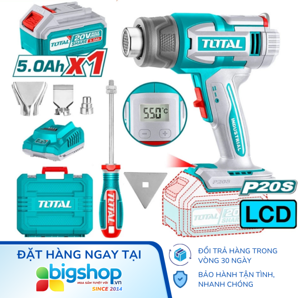 Máy thổi nhiệt dùng pin 20V Total TBLI20035 (Kèm 1 Pin 5.0Ah & Sạc)