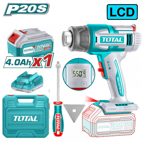 Máy thổi nhiệt dùng pin 20V Total TBLI20035 (Kèm 1 Pin 4.0Ah & Sạc)