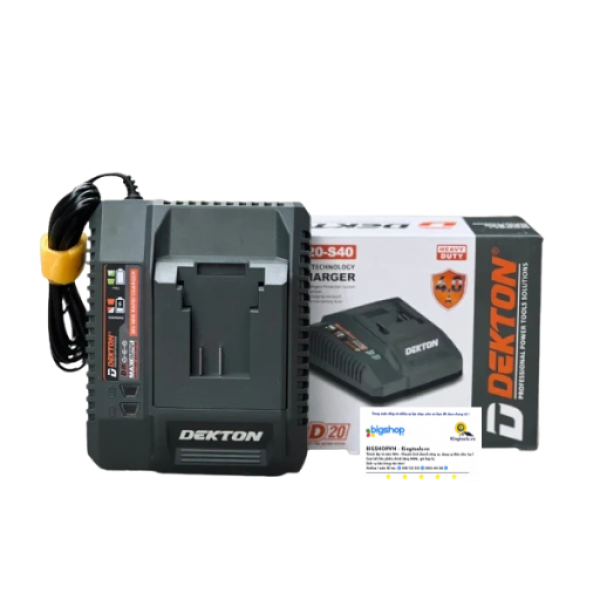 Sạc pin Dekton D20-S40, chân pin dewalt, màu xám, 4AH