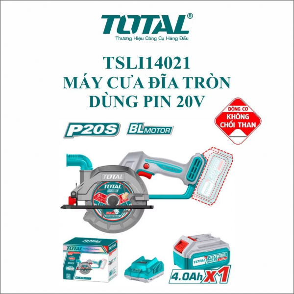 Máy cưa đĩa tròn dùng pin Lithium-Ion 20V TOTAL TSLI14021