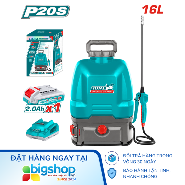 Máy xịt thuốc dùng pin 20V TOTAL TSPLI20162 (Dung tích 16L) - 1 pin 2.0Ah và sạc