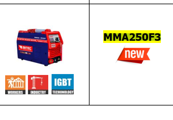 Máy hàn điện tử BTEC MMA250F3, hàn que 3.2Ly