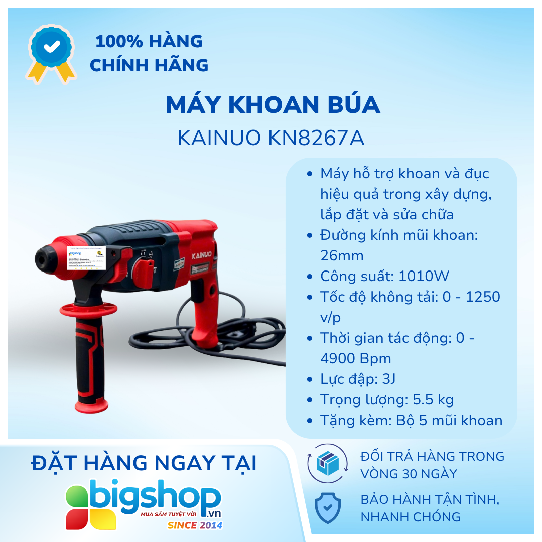 Máy khoan búa KAINUO KN8267A - 5 mũi khoan (CS 1010W)