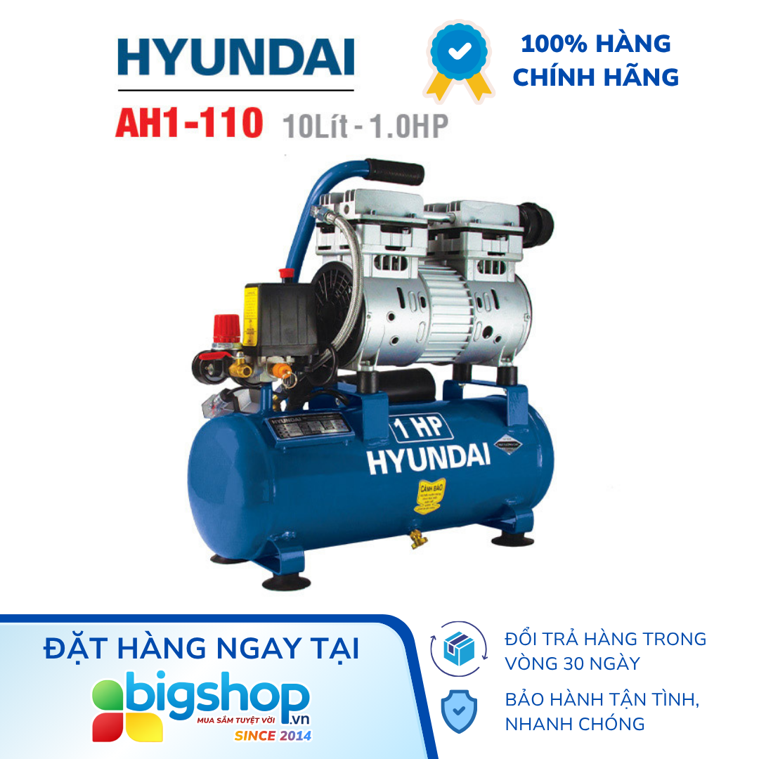 Máy nén khí không dầu HYUNDAI AH1-110 (10L)