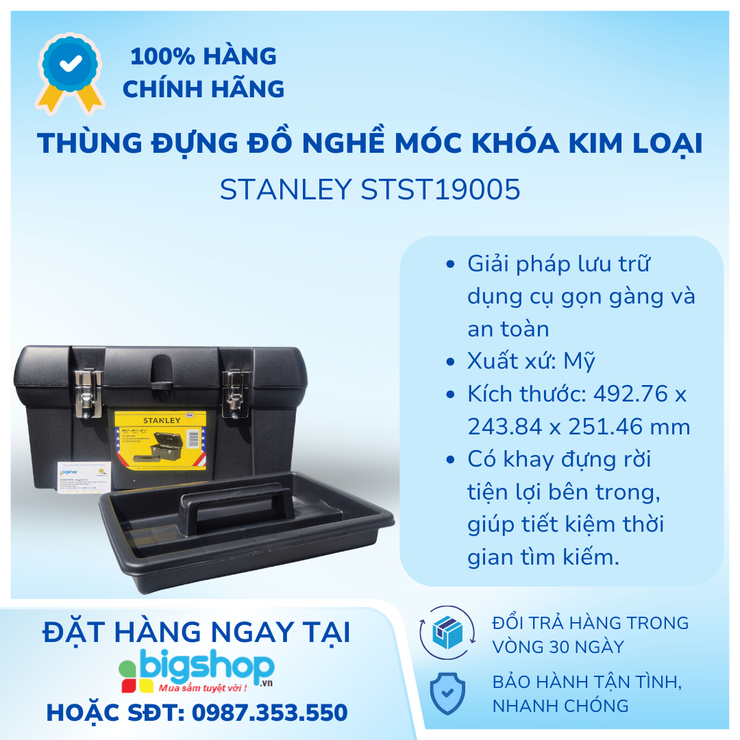 Hộp đồ nghề Stanley STST19005 móc khóa kim loại
