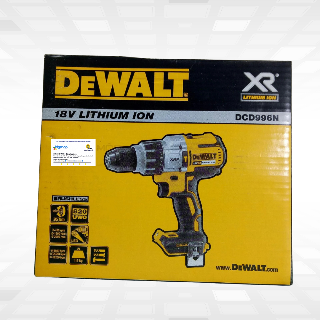 Máy khoan pin 18V DEWALT DCD996N-KR - Thân máy (Lực siết 95Nm)