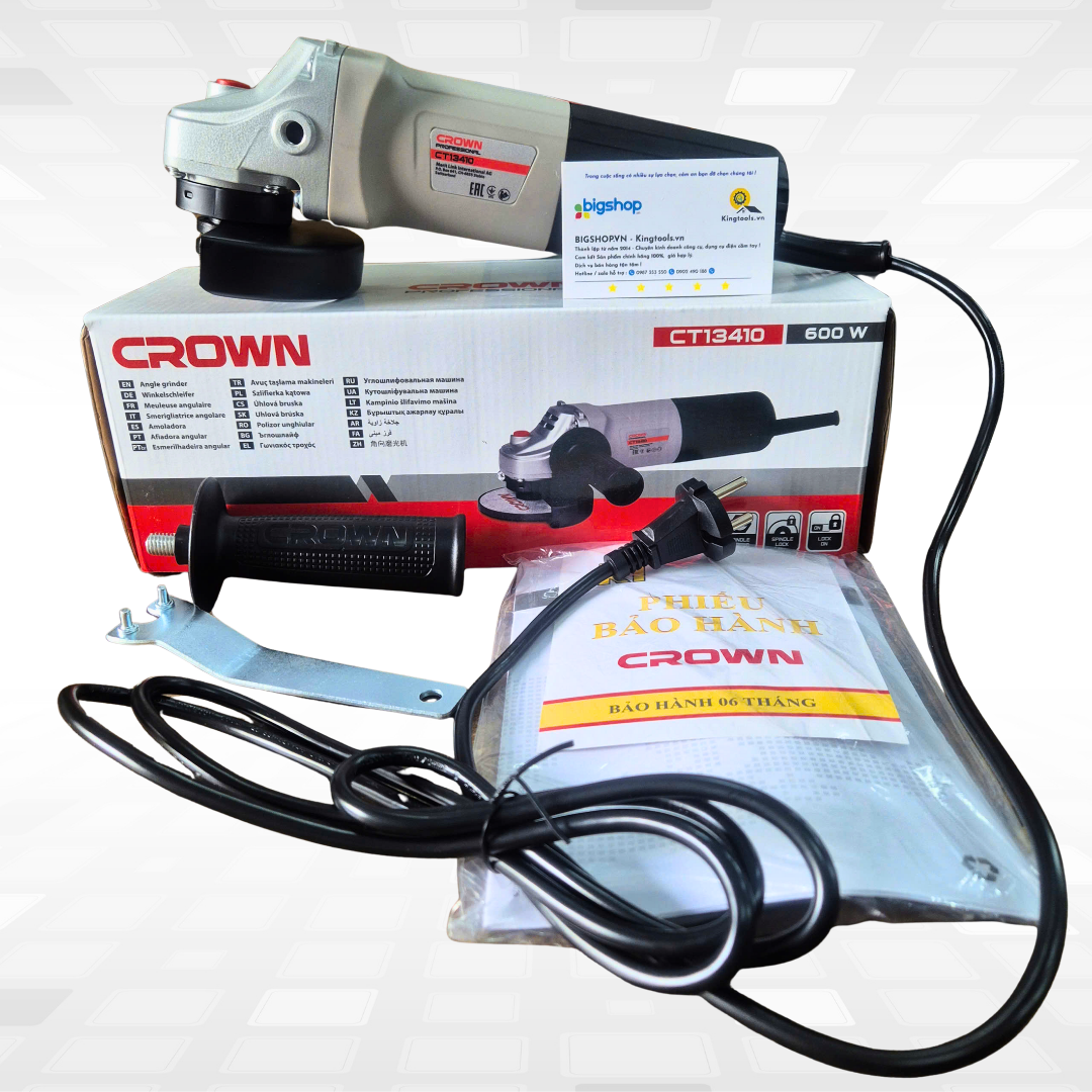 Máy mài góc Crown CT13410 (CS 600W, đĩa mài 100mm)