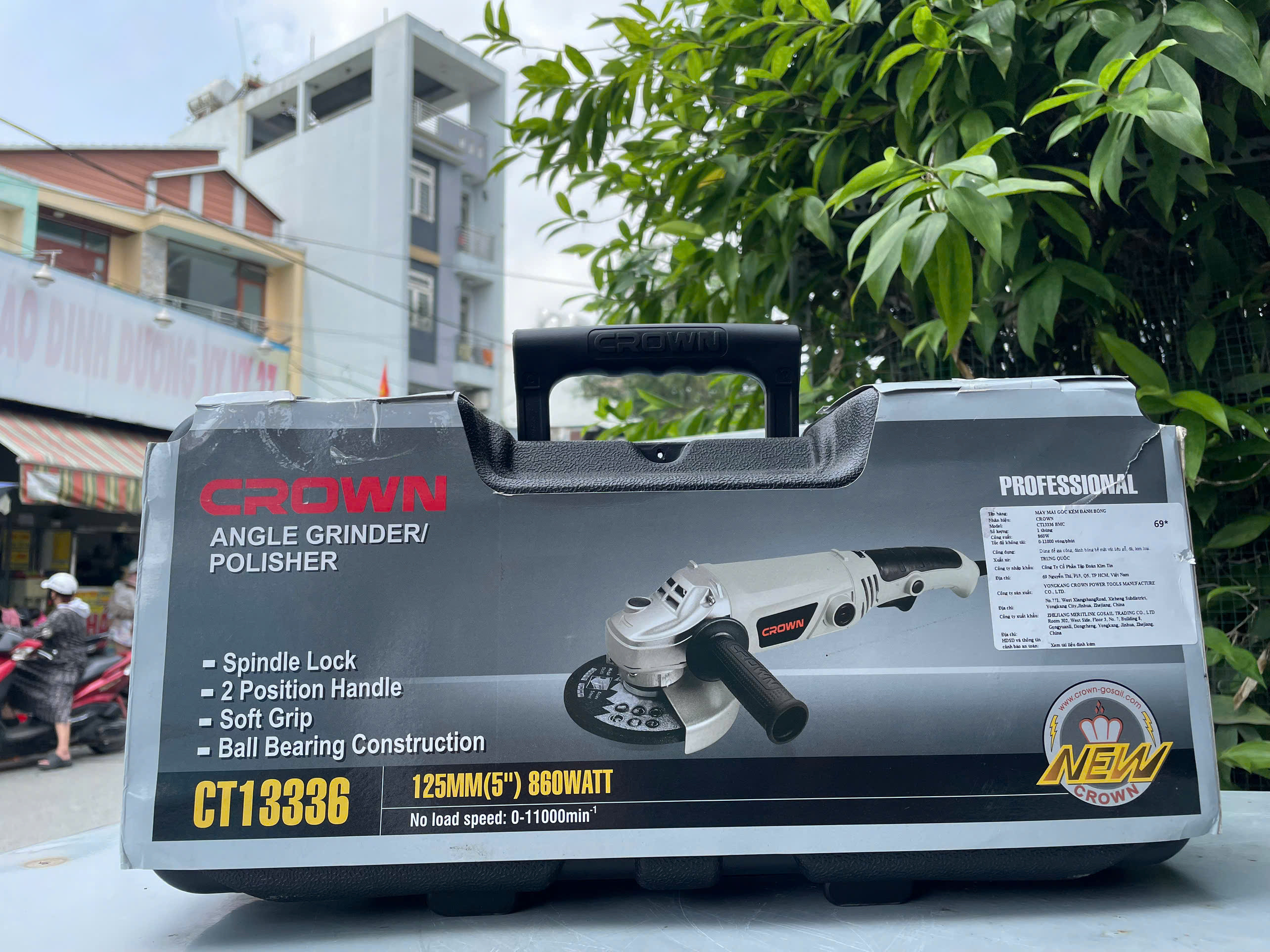 Máy mài góc 860W Crown CT13336 kiêm đánh bóng