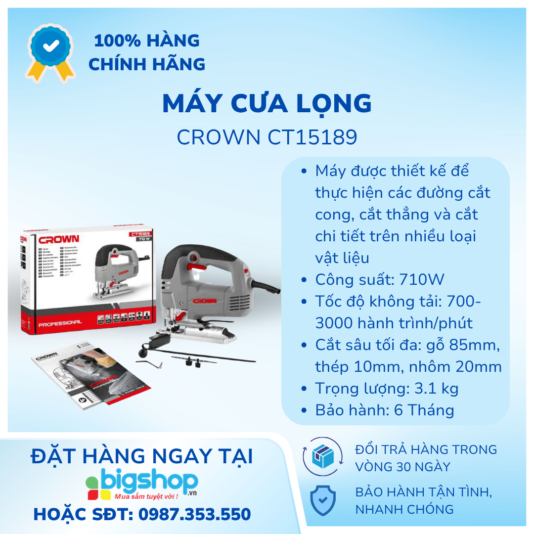 Máy cưa lọng Crown CT15189, CS 710W