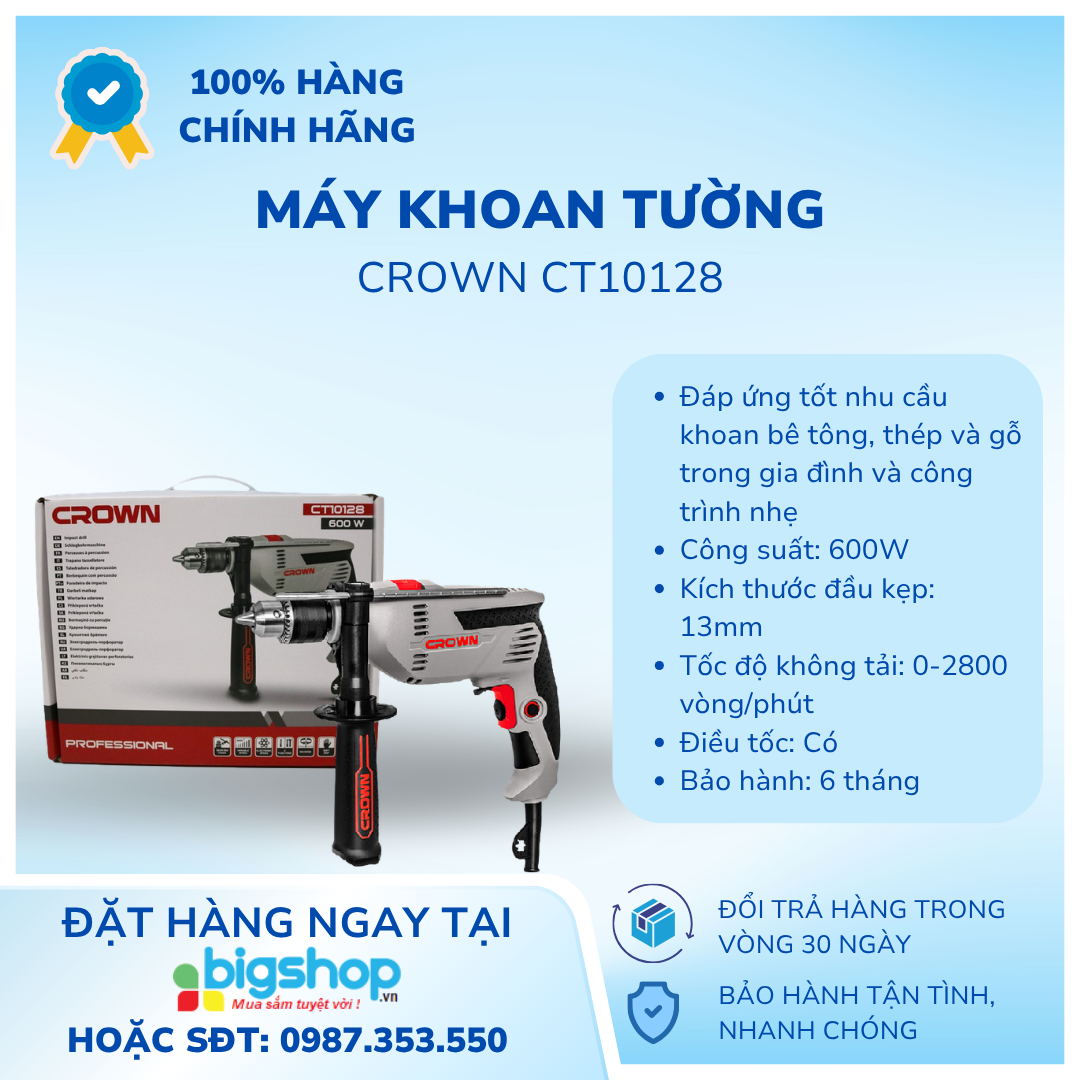 Máy khoan động lực 600W Crown CT10128