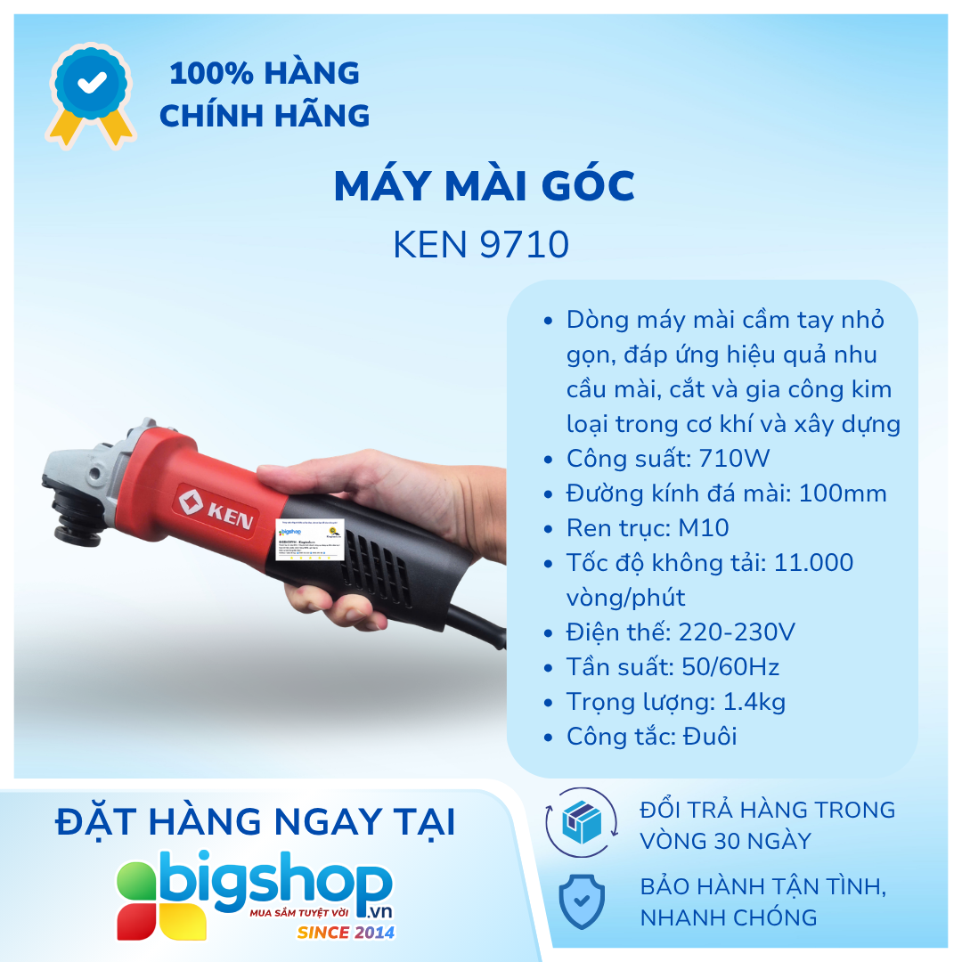 Máy mài góc KEN 9710 (710W), công tắc đuôi