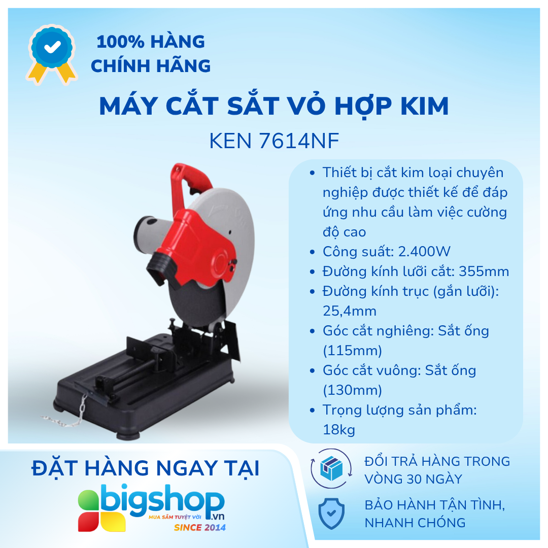 Máy cắt sắt vỏ hợp kim KEN 7614NF (CS 2400W, lưỡi 355mm)
