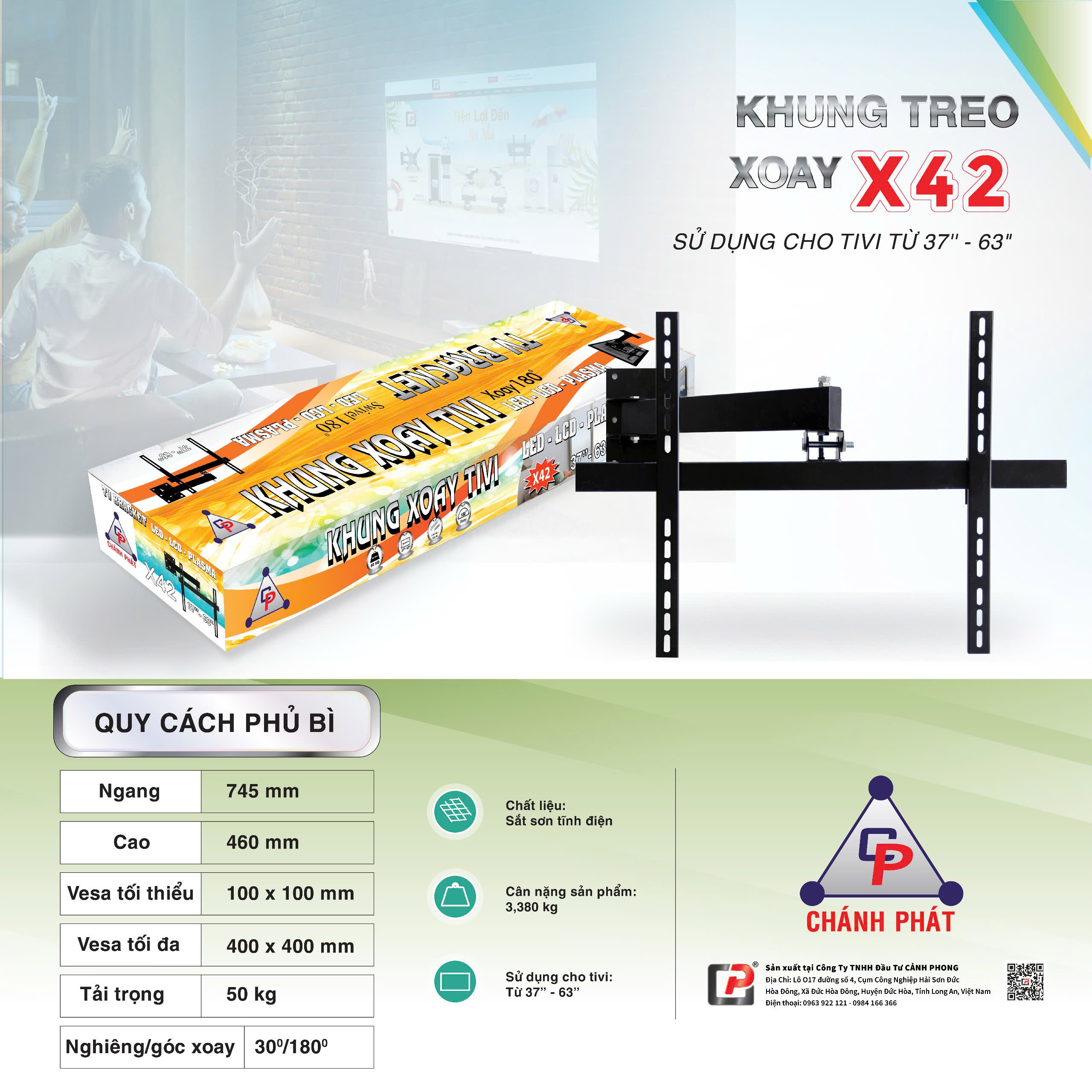 Khung góc xoay Tivi X42Cảnh Phong ( tivi 