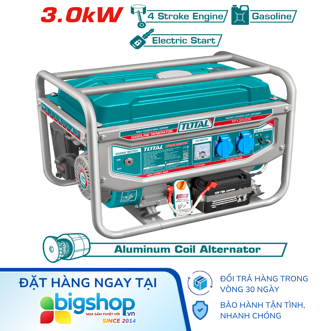 Máy phát điện dùng xăng TOTAL TP130005 - Công suất 3.0kW